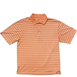 PGA Tour Men's Orange Striped Polo Shirt Medium